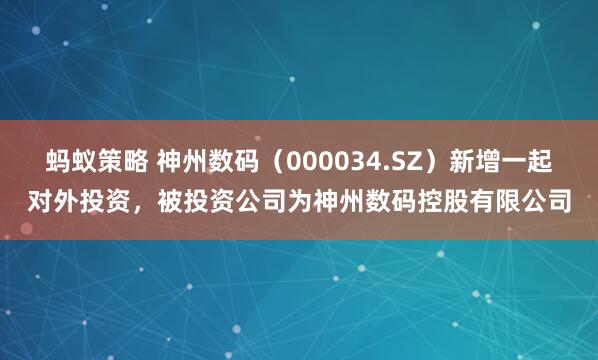 蚂蚁策略 神州数码（000034.SZ）新增一起对外投资，被投资公司为神州数码控股有限公司