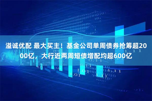 溢诚优配 最大买主！基金公司单周债券抢筹超2000亿，大行近两周短债增配均超600亿