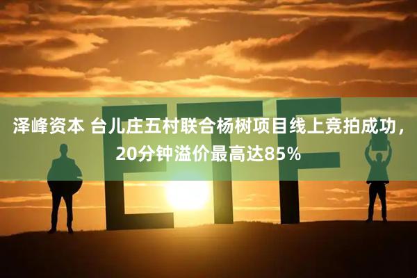 泽峰资本 台儿庄五村联合杨树项目线上竞拍成功，20分钟溢价最高达85%